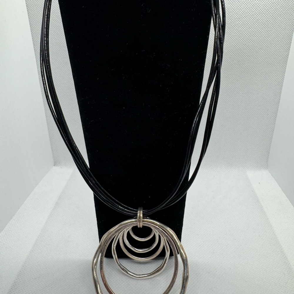 Jones New York Silver and Black Spiral Necklace